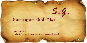 Springer Gréta névjegykártya